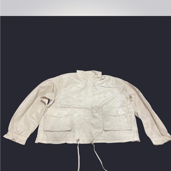 Kate & Mallory Jackets & Blazers - Kate & Mallory Cream Utility Style Jacket Drawstring‎ Waist Pockets Size 1X